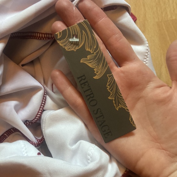 Retro Stage One Piece Diamond Burgundy Swimsuit - Picture 5 of 10